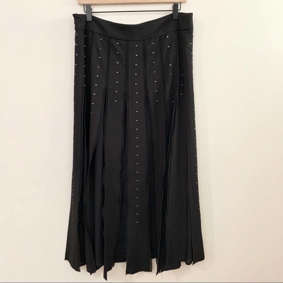 NWT GUESS Black Studded Lita Flyaway Midi Skirt - Picture 7 of 10